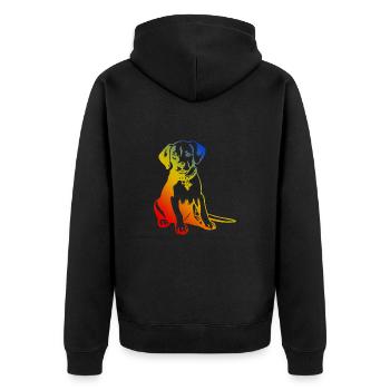 Beagle Hund Bunt - Unisex Premium Bio Zip Hoodie - Schwarz - Hinten - Nico (187cm)
