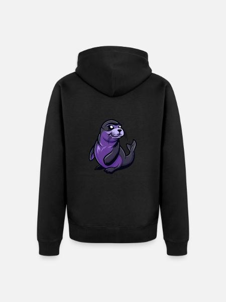 Robbe Tier Comic - Unisex Premium Bio Zip Hoodie - Schwarz