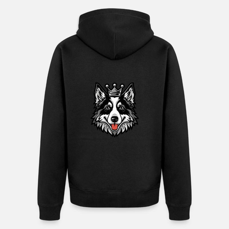 Border Collie Hund Krone - Unisex Premium Bio Zip Hoodie - Schwarz
