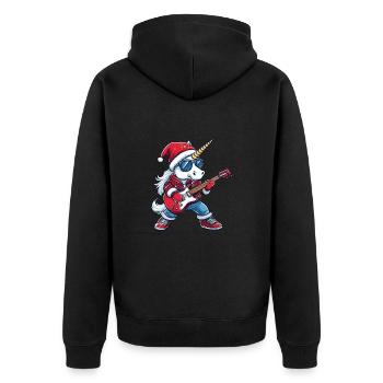Guitare Rocker de Noël Licorne - Veste à capuche bio Premium Unisexe - noir - Dos - Nico (187cm)