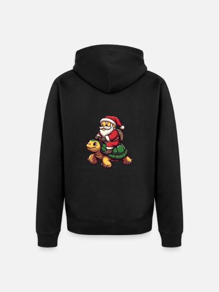 Turtle Santa Claus - Unisex Premium Organic Zip Hoodie - black
