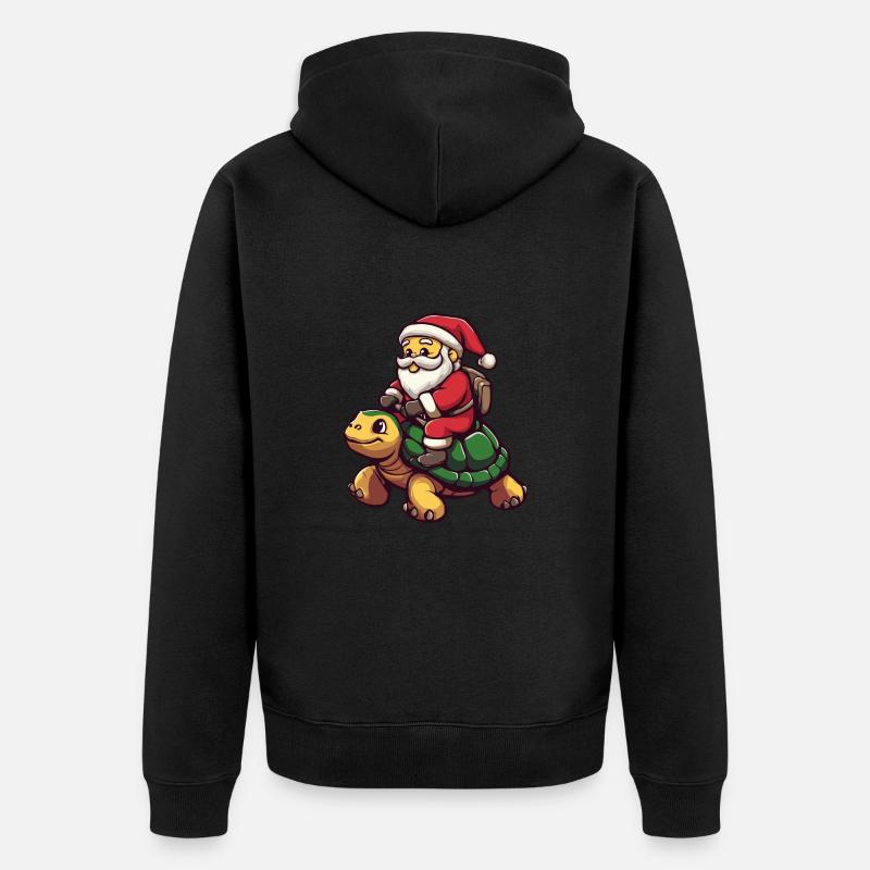 Schildkröte Weihnachtsmann - Unisex Premium Bio Zip Hoodie - Schwarz