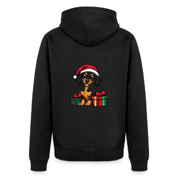 Dachshund Hund Weihnachten Geschenke Dackel - Unisex Premium Bio Zip Hoodie - Schwarz - Hinten - Nico (187cm)