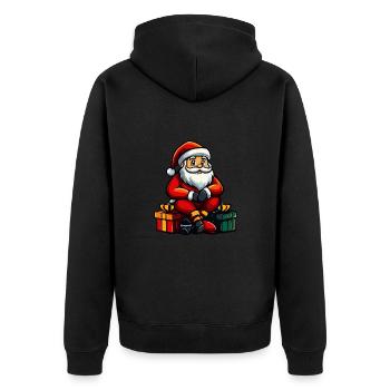 Weihnachtsmann Weihnachten Geschenke - Unisex Premium Bio Zip Hoodie - Schwarz - Hinten - Nico (187cm)