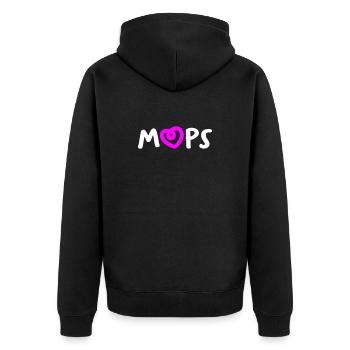 Mops Herz Hunde Fan tierlieb Gassi Rasse Bello - Unisex Premium Bio Zip Hoodie - Schwarz - Hinten - Nico (187cm)