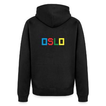 OSLO Norway Norwegen - Unisex Premium Bio Zip Hoodie - Schwarz - Hinten - Nico (187cm)