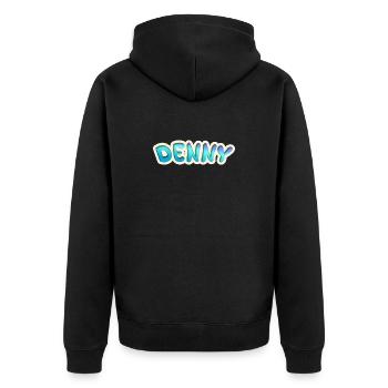 Denny als Job - Unisex Premium Bio Zip Hoodie - Schwarz - Hinten - Nico (187cm)