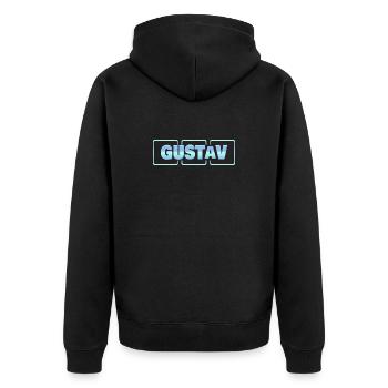 Gustav Blau - Unisex Premium Organic Zip Hoodie - black - Back - Nico (187cm)