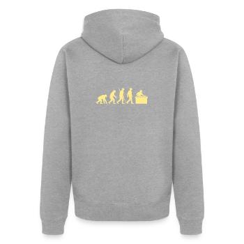 Évolution vers un DJ en entreprise - Veste à capuche bio Premium Unisexe - gris chiné - Dos - Nico (187cm)