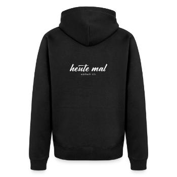 heute mal einfach ich - Unisex Premium Bio Zip Hoodie - Schwarz - Hinten - Nico (187cm)