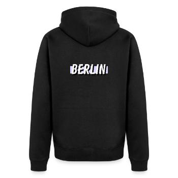 Berlin - Unisex Premium Bio Zip Hoodie - Schwarz - Hinten - Nico (187cm)