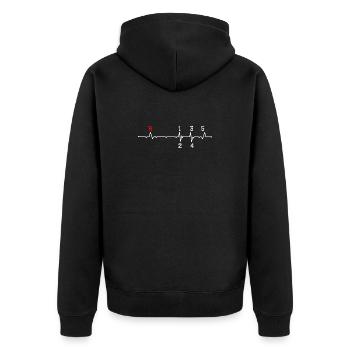 R Pulse ECG Beat Design - Unisex Premium Organic Zip Hoodie - black - Back - Nico (187cm)