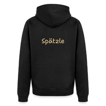 Spätzle - Unisex Premium Bio Zip Hoodie - Schwarz - Hinten - Nico (187cm)