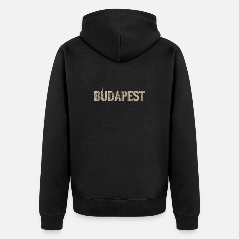 BUDAPEST – Architectural Typography Design - Unisex Premium Bio Zip Hoodie - Schwarz