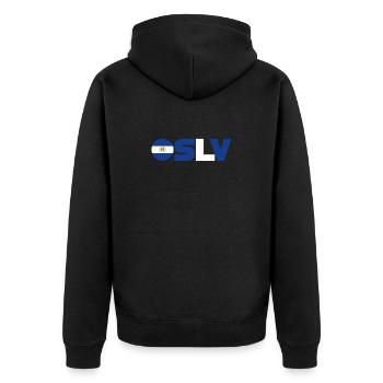 El Salvador - Unisex Premium Bio Zip Hoodie - Schwarz - Hinten - Nico (187cm)