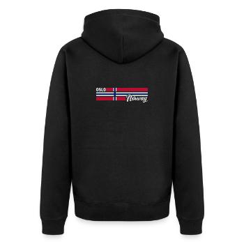 Oslo - Norway Flag - Norge - Norwegen Flagge - Unisex Premium Organic Zip Hoodie - black - Back - Nico (187cm)