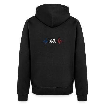 Line Cardio Bike Minimalist Design Gift Cyclist - Unisex Premium Organic Zip Hoodie - black - Back - Nico (187cm)