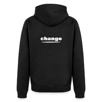 CHANGE - Unisex Premium Bio Zip Hoodie - Schwarz - Hinten - Nico (187cm)