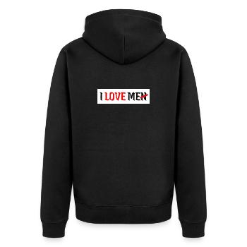 Ich liebe mich i love men Männer Selbstliebe Frau - Unisex Premium Bio Zip Hoodie - Schwarz - Hinten - Nico (187cm)