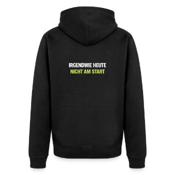 Irgendwie Heute Nicht Am Start – Neon Typo - Unisex Premium Bio Zip Hoodie - Schwarz - Hinten - Nico (187cm)