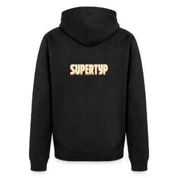 Supertype – Statement Design - Unisex Premium Organic Zip Hoodie - black - Back - Nico (187cm)
