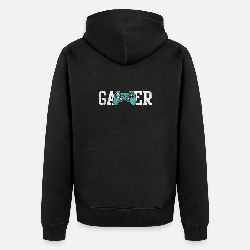 Gamer Glyphs Controller T-Shirt - Unisex Premium Bio Zip Hoodie - Schwarz