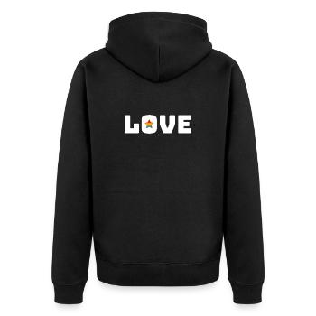 Love Stern Rainbow white lgbt csd tshirt - Unisex Premium Bio Zip Hoodie - Schwarz - Hinten - Nico (187cm)