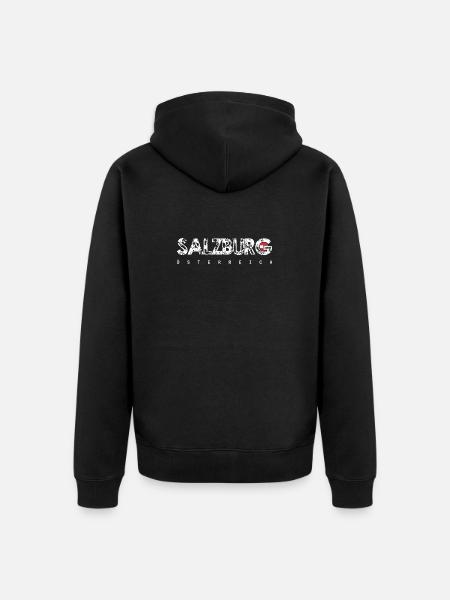 Salzburg Austria Distressed Text - Unisex Premium Organic Zip Hoodie - black