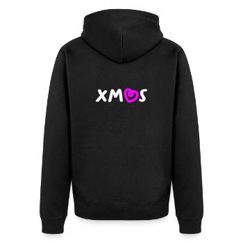 Xmas Herz Christmas Weihnachten Advent Santa - Unisex Premium Bio Zip Hoodie - Schwarz - Hinten - Nico (187cm)
