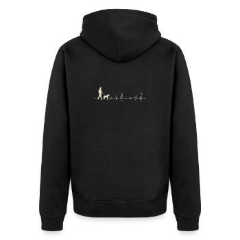 Heartbeat Walk mit Hundesilhouette - Unisex Premium Bio Zip Hoodie - Schwarz - Hinten - Nico (187cm)