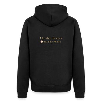 Für den Besten Opa der Welt – Goldene Schrift - Unisex Premium Bio Zip Hoodie - Schwarz - Hinten - Nico (187cm)