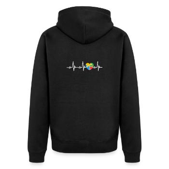Sensibilisation à l’autisme Battements de cœur - Veste à capuche bio Premium Unisexe - noir - Dos - Nico (187cm)