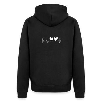 Hühner Fans -  Hahn - Gockel - Küken - Wyandotten - Unisex Premium Bio Zip Hoodie - Schwarz - Hinten - Nico (187cm)