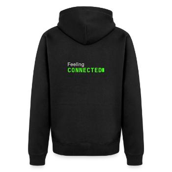 Se sentir connecté | Humeur du développeur - Veste à capuche bio Premium Unisexe - noir - Dos - Nico (187cm)