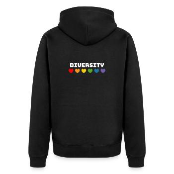 Regenbogenherzchen LGBT lgbtqi queer Diversity - Unisex Premium Bio Zip Hoodie - Schwarz - Hinten - Nico (187cm)