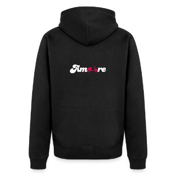Amore Love Love Italy Fan Roller Police Cursive - Veste à capuche bio Premium Unisexe - noir - Dos - Nico (187cm)