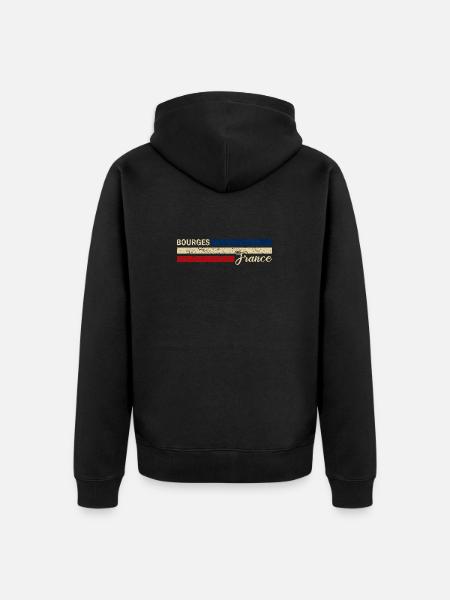 France - Bourges - France - Drapeau - Rayures - Veste à capuche bio Premium Unisexe - noir