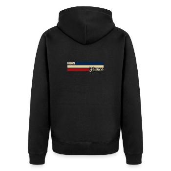 France - Dijon - Frankreich - Flagge - Streifen - Unisex Premium Bio Zip Hoodie - Schwarz - Hinten - Nico (187cm)