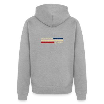 France - Saint-Nazaire - France - Drapeau - Veste à capuche bio Premium Unisexe - gris chiné - Dos - Nico (187cm)