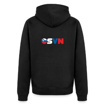 Slowenien - Unisex Premium Bio Zip Hoodie - Schwarz - Hinten - Nico (187cm)