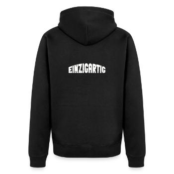 Unique - Unisex Premium Organic Zip Hoodie - black - Back - Nico (187cm)