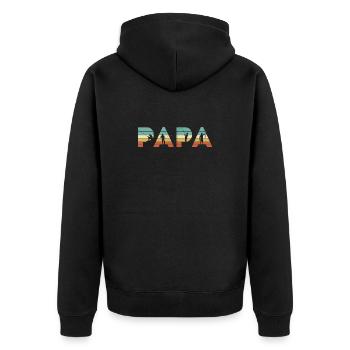 Papa Vintage Angel-Vater-Angler-Geschenk - Unisex Premium Bio Zip Hoodie - Schwarz - Hinten - Nico (187cm)