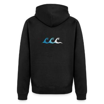 Wasser Wellen Wiederholung Meer Natur Logo icon - Unisex Premium Bio Zip Hoodie - Schwarz - Hinten - Nico (187cm)