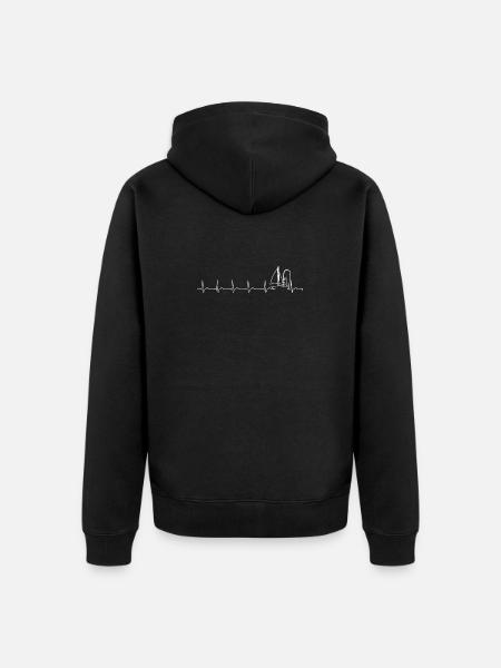 Segelboot auf ECG Wave - Unisex Premium Bio Zip Hoodie - Schwarz