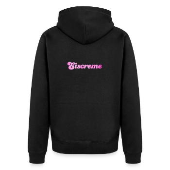 Eiscreme pink Erdbeereis Eis Fan Sommerzeit Urlaub - Unisex Premium Bio Zip Hoodie - Schwarz - Hinten - Nico (187cm)
