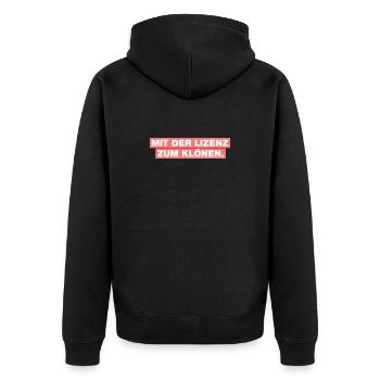 With the license to clone - Unisex Premium Organic Zip Hoodie - black - Back - Nico (187cm)