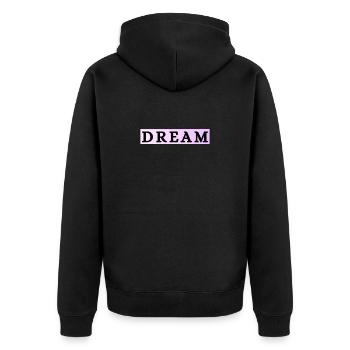 Dream in pastel purple - Unisex Premium Organic Zip Hoodie - black - Back - Nico (187cm)