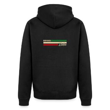 Italia - Brindisi - Italien - Italy - Unisex Premium Bio Zip Hoodie - Schwarz - Hinten - Nico (187cm)