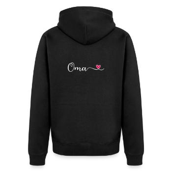 Oma - Unisex Premium Bio Zip Hoodie - Schwarz - Hinten - Nico (187cm)