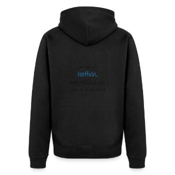 Höflich - Unisex Premium Bio Zip Hoodie - Schwarz - Hinten - Nico (187cm)